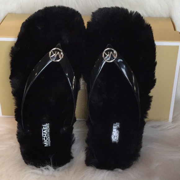 michael kors fur flip flops